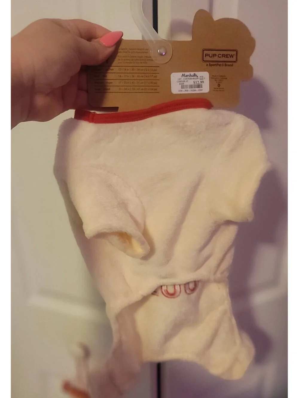 PUP PROOF FLEECE STAY COZY CREAM/RED DOG PET ROMPER MEDIUM NWT 17